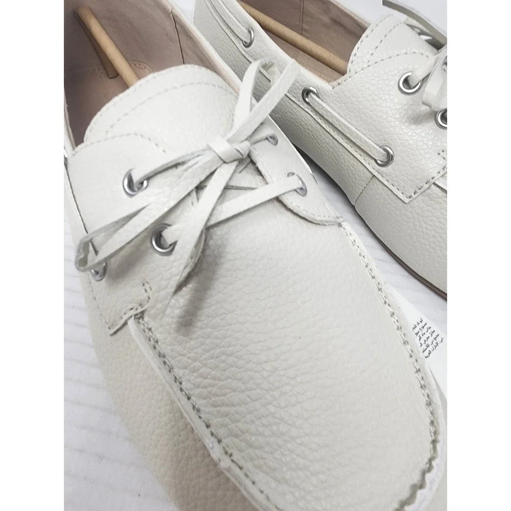The Drop Women's Cream Boat Shoes Lace‎ Up Loafers Flat Size US 10 EU 41